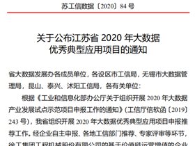 喜讯！云创大数据荣膺“江苏省大数据优秀典型应用项目”